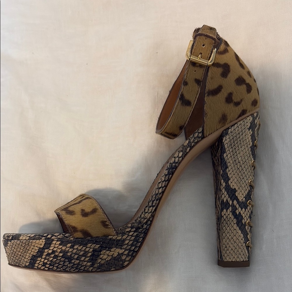 Ralph Lauren Collection Leopard and Snake Print Platform Heels Size 10